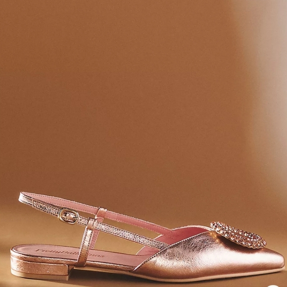 💖💖 BNIB Pretty Ballerinas Rose Gold Flats Slingback Pointed Toe Size US 7- 7½ - Picture 8 of 8